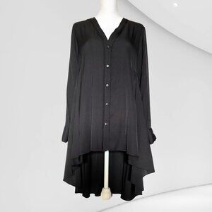 Donna Karan Black Silk-Blend Asymmetrical Tunic Size M